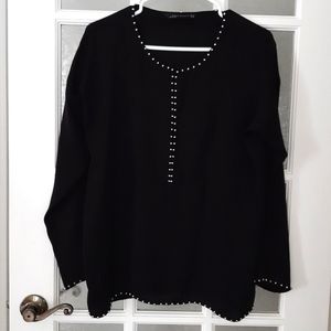Zara black studded blouse